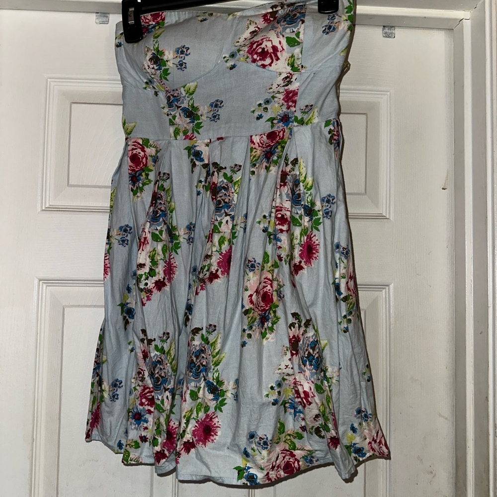 Derek Heart Strapless Floral Dress - White and Pink - Picture 3 of 4